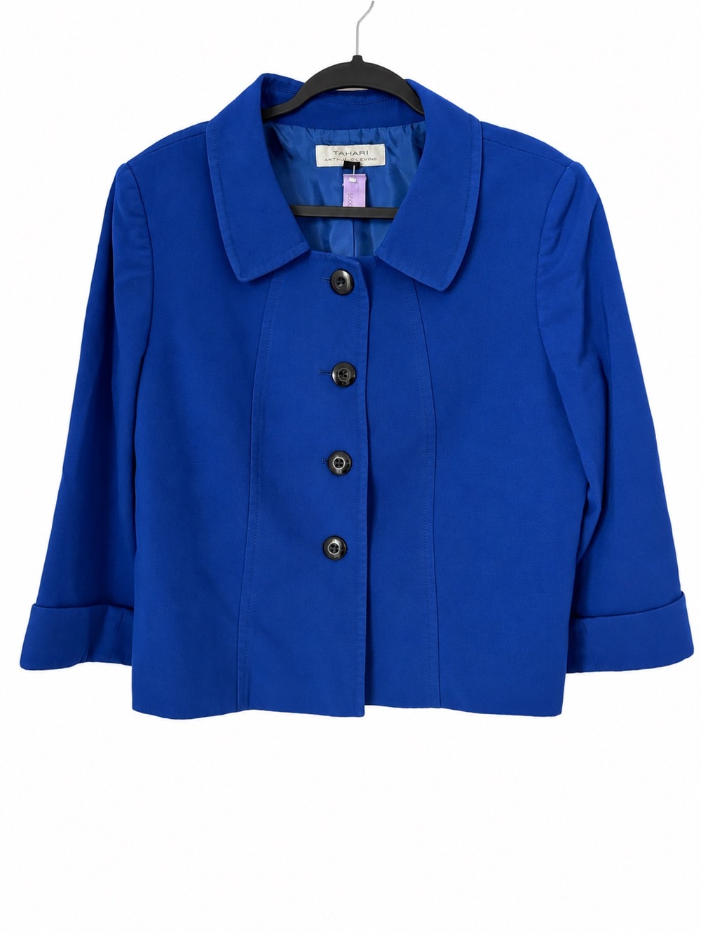 Tahari Arthur S. Levine Womens Cobalt Blue Button Front Blazer Jacket Career 16